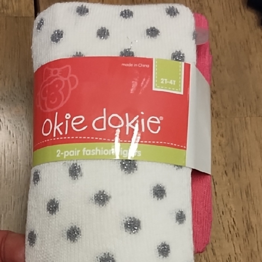 Okie Dokie White and Pink Tights Set